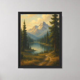 Serene Mountain Lake at Sunrise Canvas Wall Art