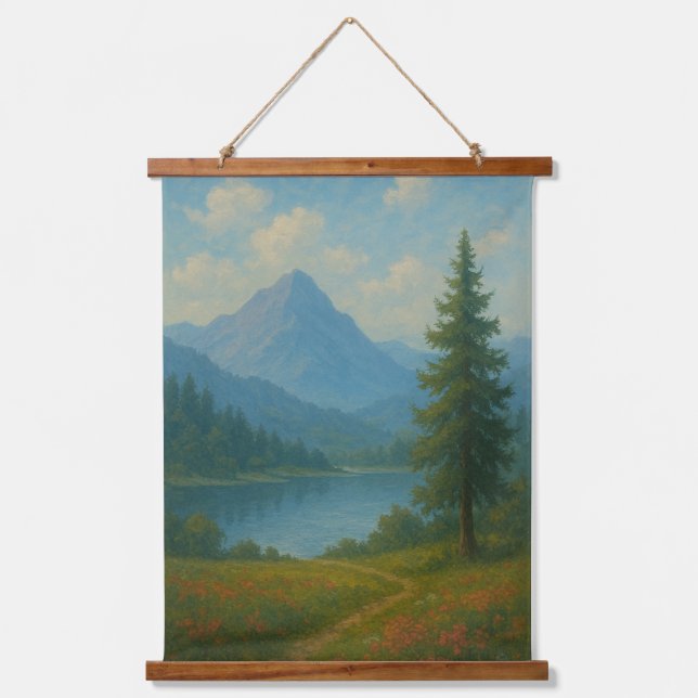 Serene Mountain Lake Landscape Wall Art (Front)