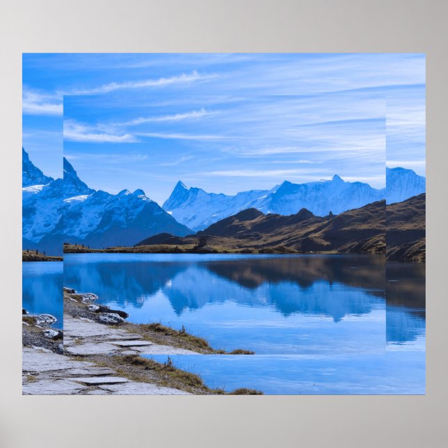 Serene Mountain Landscape with Flowing River Poster (Front)