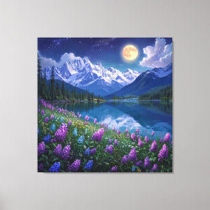 Serene Mountain Landscape with Lake Canvas Print