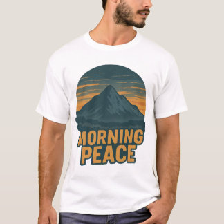 Serene Mountain Sunrise Retro Emblem T-Shirt