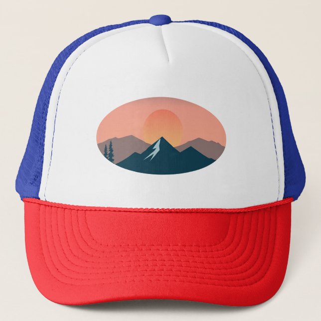 Serene Mountain Sunset  Trucker Hat (Front)