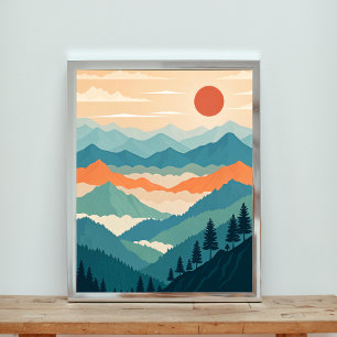 Serene Mountain Vista Sunset Poster