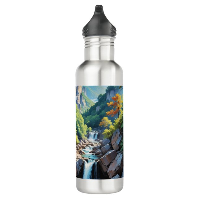 Serene Mountain Waterfall Landscape 710 Ml Water Bottle (Right)