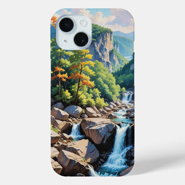 Serene Mountain Waterfall Landscape Case-Mate iPhone Case (Back)