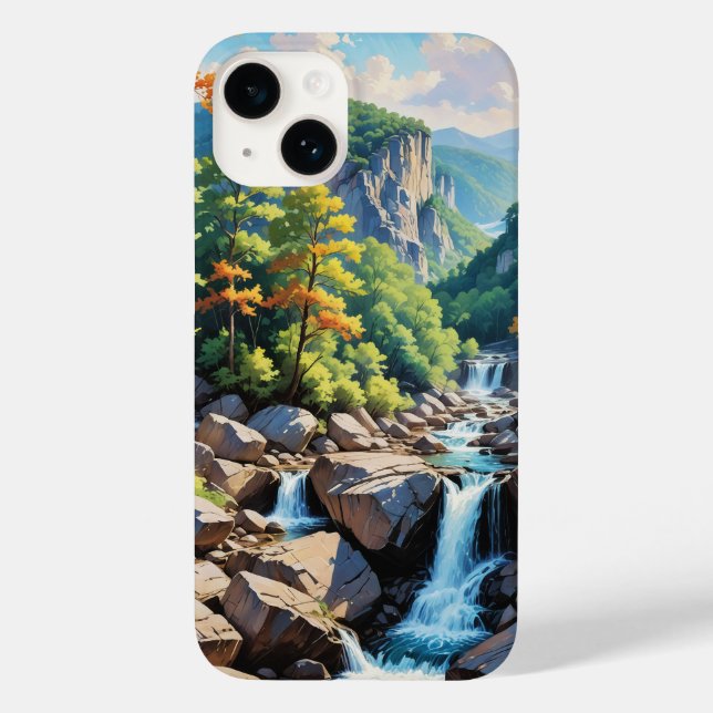 Serene Mountain Waterfall Landscape Case-Mate iPhone Case (Back)