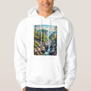 Serene Mountain Waterfall Landscape Hoodie