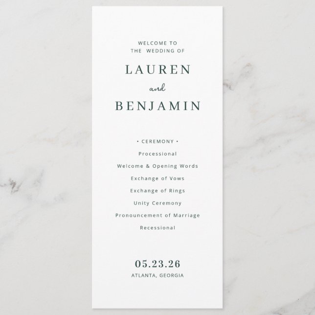 Serene Mountain Wedding Programme (Front)