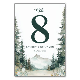 Serene Mountain Wedding Table Number