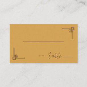 Serene Mustard Minimalist Table Legs Place Card