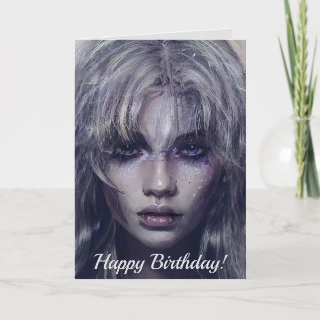 Serene Mystical Dark Fantasy Female Portrait Card (Front)