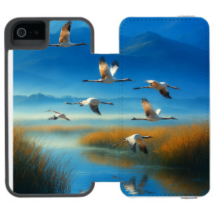 Serene Nature Lake Scene with Flying Crane Incipio Watson™ iPhone 5 Wallet Case