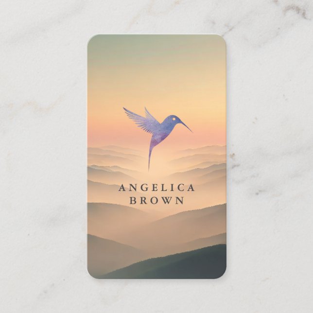 Serene Nature  – Minimalist Hummingbird Business Card (Front)