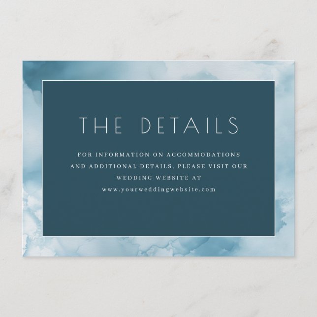 Serene Navy Watercolor Clouds Enclosure Card (Front)