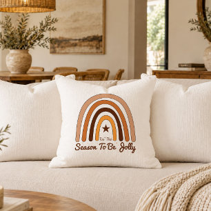 Serene Neutral Christmas Rainbow Festive Throw Pil Cushion