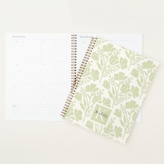 Serene Neutral Florals Monogrammed Planner (Display)