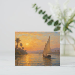 Serene Nile Journey Golden Egyptian Postcard