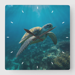 Serene Ocean Sunset Beach Coastal Christmas Gift Square Wall Clock