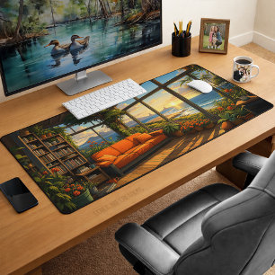 Serene Ocean View Anime Art Desk Mat