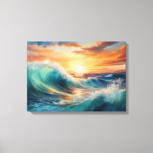 Serene Ocean Waves at Sunrise Canvas Print