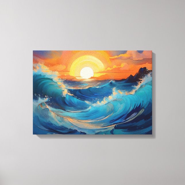 Serene Ocean Waves at Sunrise Canvas Print (Front)