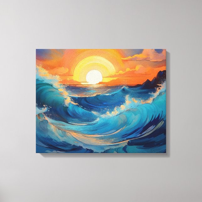 Serene Ocean Waves at Sunrise Canvas Print (Front)