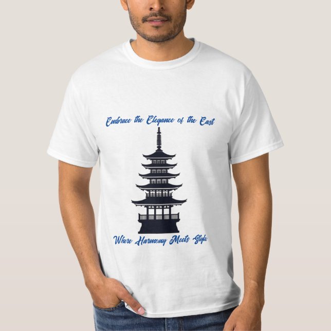 Serene Pagoda Elegance T-Shirt (Front)