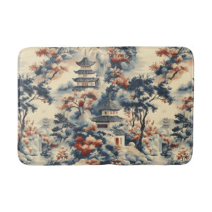 Serene Pagodas in a Mountainous Landscape Bath Mat