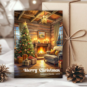 Serene painted Christmas interior in festive charm Holiday Card
