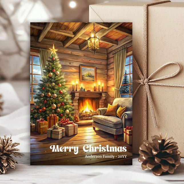 Serene painted Christmas interior in festive charm Holiday Card (Serene painted Christmas interior in festive charm)