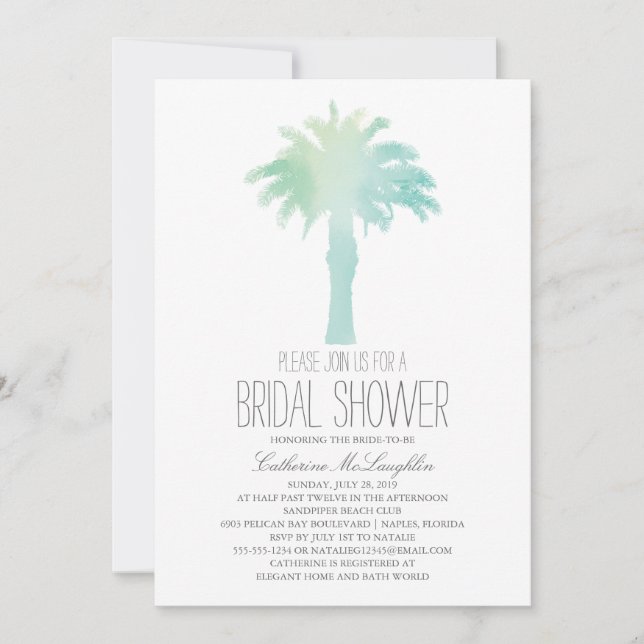 Serene Palm Tree Watercolor | Bridal Shower Invitation (Front)