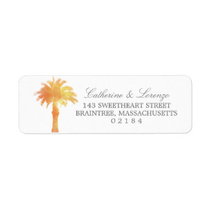 Serene Palm Tree Watercolor Return Address