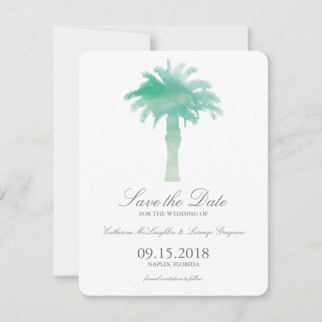 Serene Palm Tree Watercolor | Save the Date (Front)