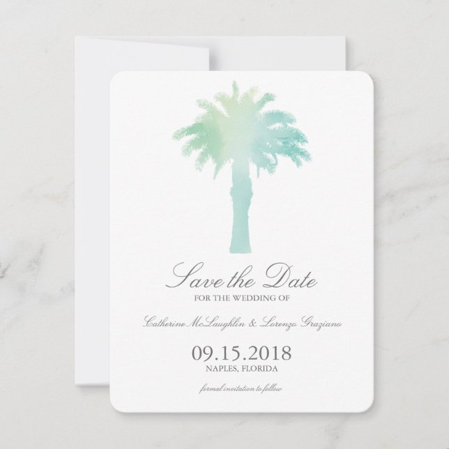Serene Palm Tree Watercolor | Save the Date (Front)
