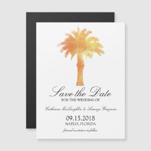 Serene Palm Tree Watercolor   Save the Date Magnetic Invitation