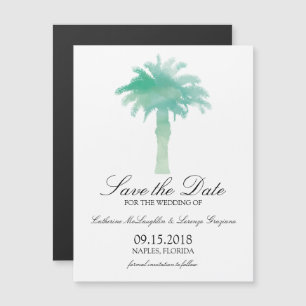 Serene Palm Tree Watercolor   Save the Date Magnetic Invitation