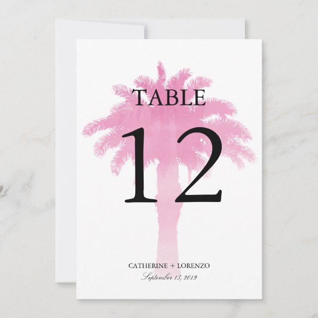 Serene Palm Tree Watercolor | Table Number (Front)