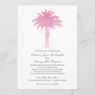 Serene Palm Tree Watercolor Wedding Invitation