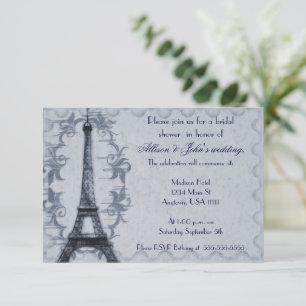 Serene Paris Grunge Bridal Shower Invitation