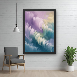 Serene Pastel Abstract Wave Dreamy Wall Art Poster