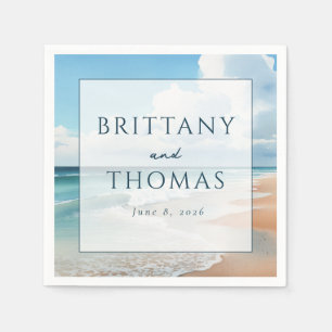 Serene Pastel Beach Waves Napkin