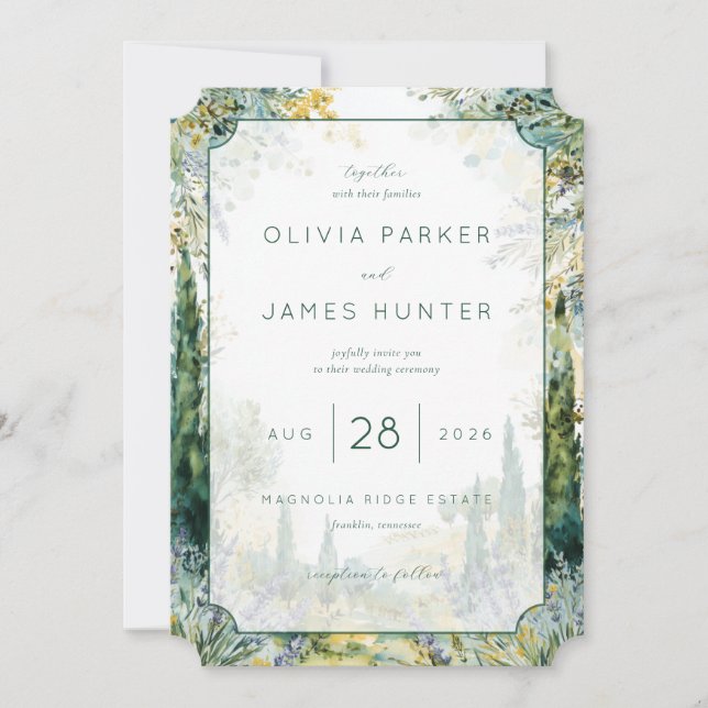 Serene Pastel Botanical Garden Invitation (Front)
