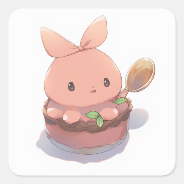 Serene Pastel Illustration Square Sticker (Front)