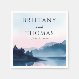 Serene Pastel Landscape Illustration Napkin