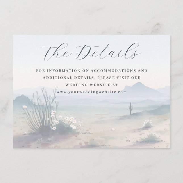 Serene Pastel Watercolor Desert Landscape Enclosure Card (Front)