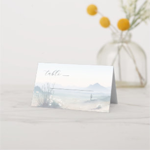 Serene Pastel Watercolor Desert Landscape Place Card