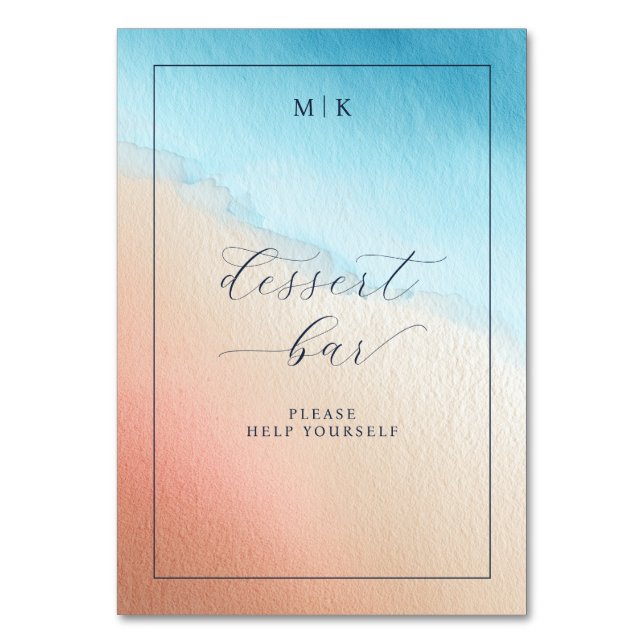 Serene Pastel Watercolor Dessert Bar Table Number (Front)