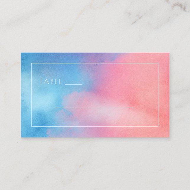 Serene Pastel Watercolor Gradient Place Card (Front)