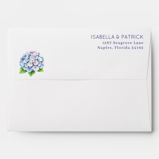 Serene Pastel Watercolor Hydrangea Envelope (Back (Top Flap))