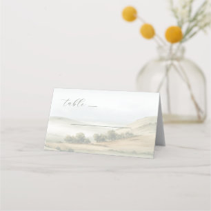 Serene Pastel Watercolor Landscape Place Card